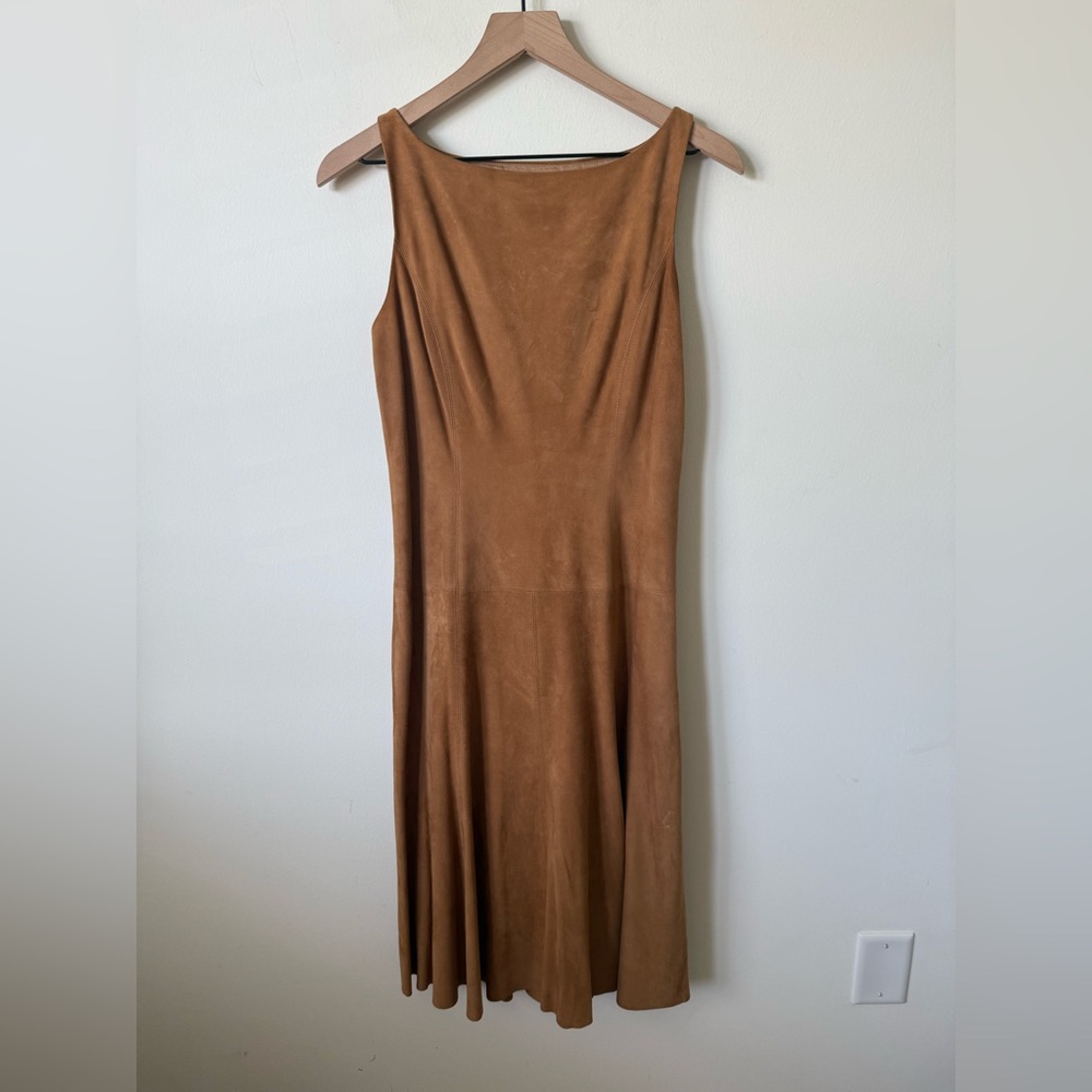 Lauren Ralph Lauren 100% Suede Midi Dress Tan Size 2